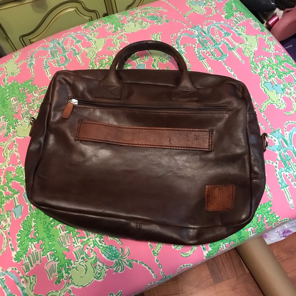 Peruzzi Firenze Italy Brown Leather Laptop Briefcase Bag